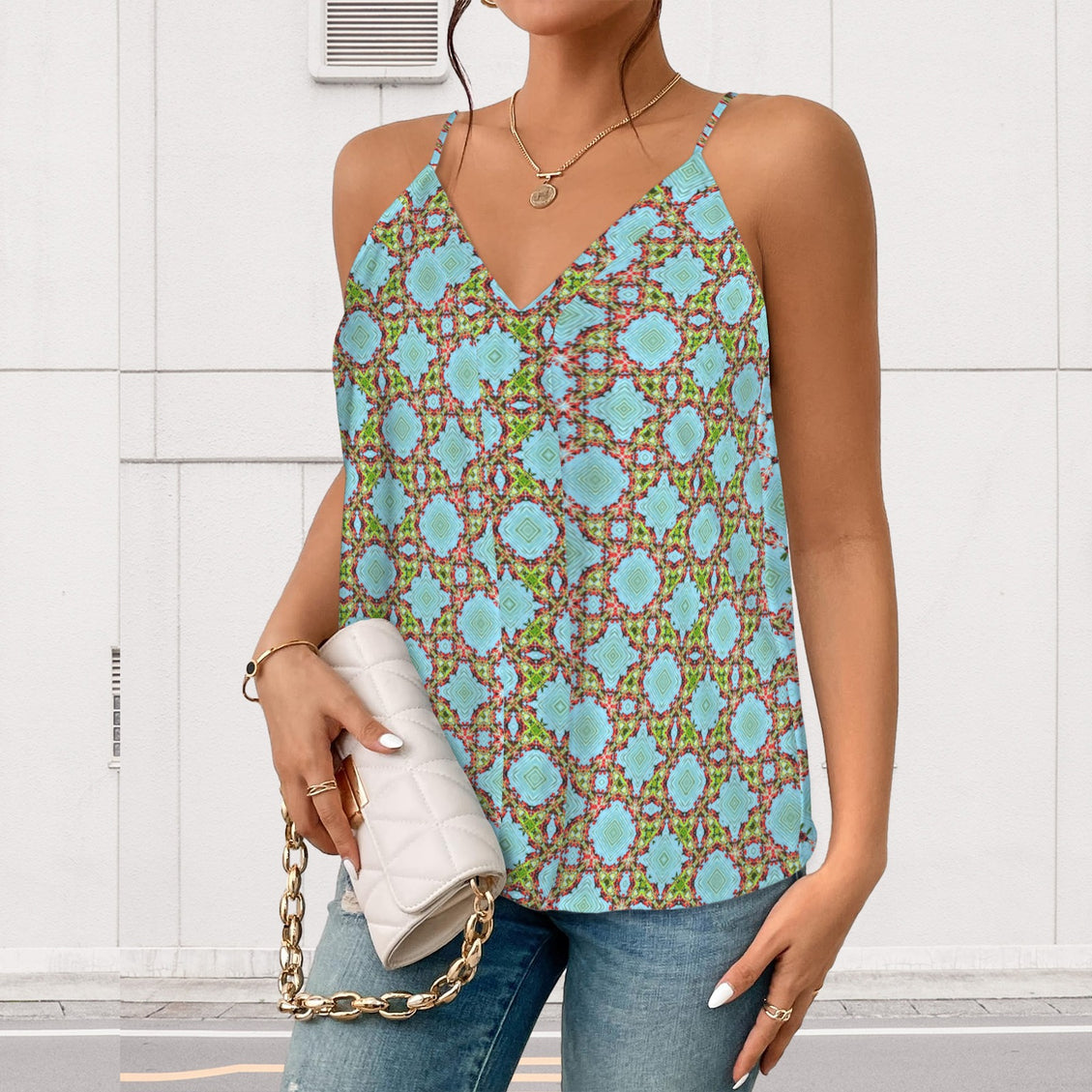 V Neck Cami Buffalo Berries Blue Cascade