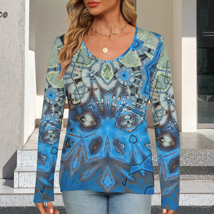 V Neck Long Sleeve Sweater Old Blue Truck