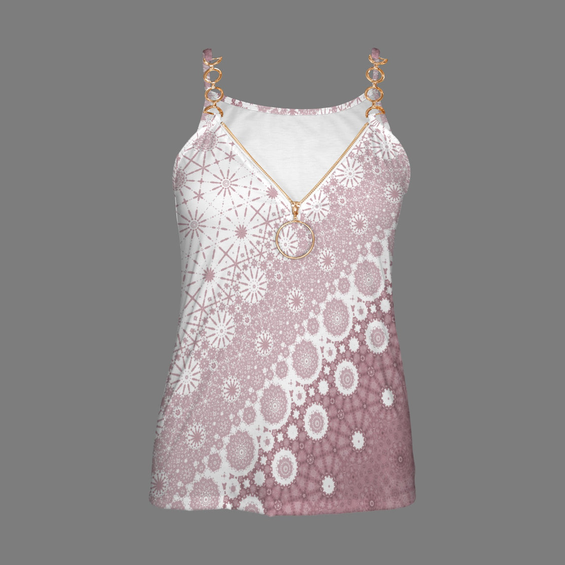 V Neck Chain Cami Sunflower Graphic Cranberry