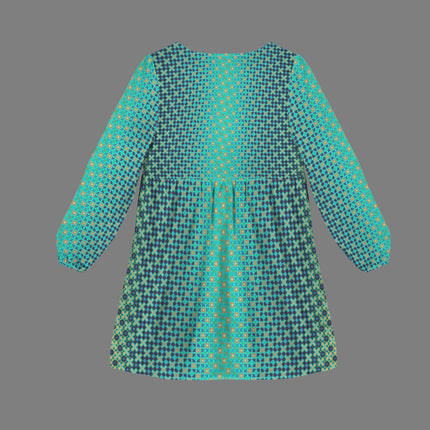 Long Sleeve Tie Front Tunic Peacock Turquoise Ombre