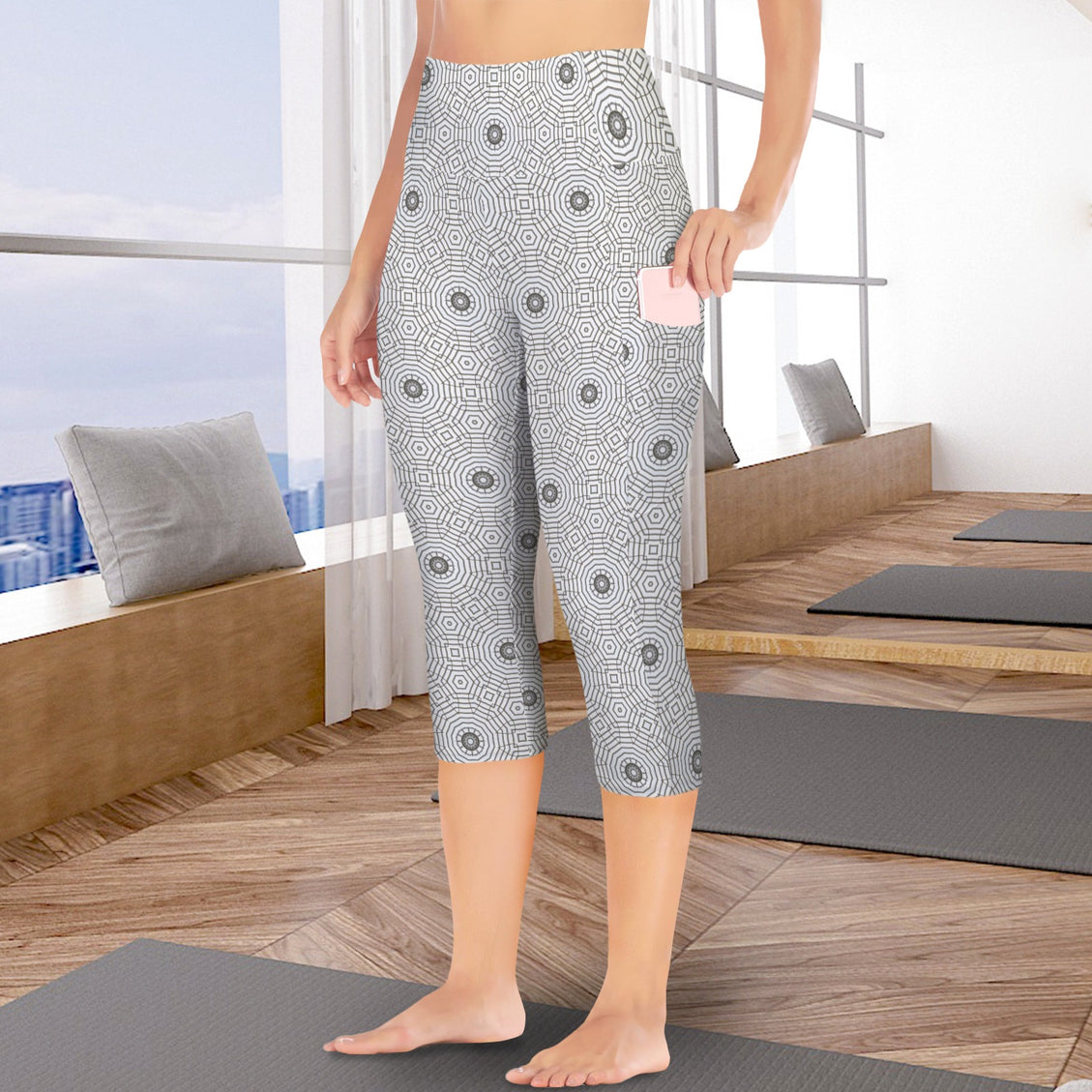 Capri Yoga Pants Carnival Tile