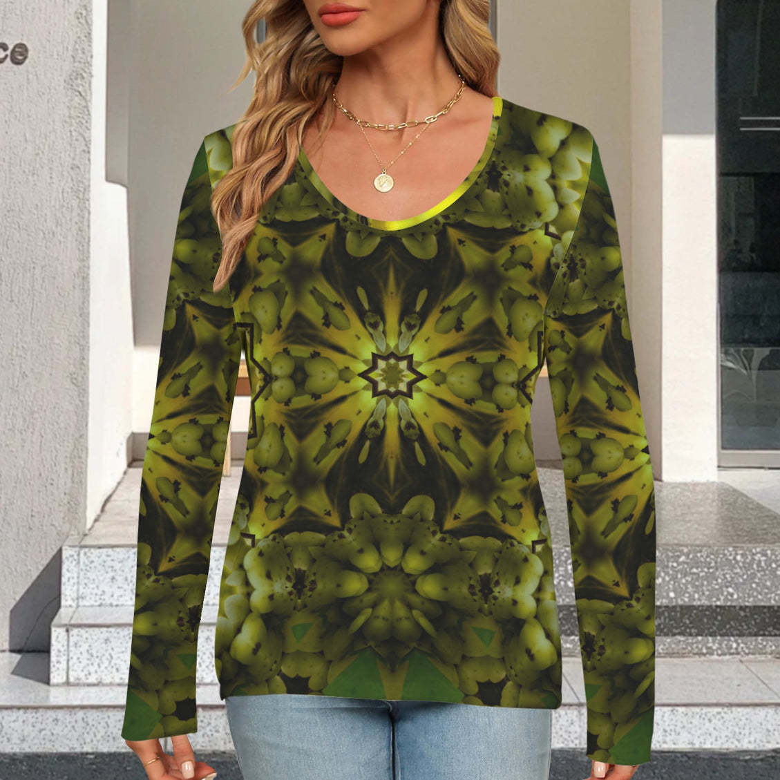 V Neck Long Sleeve Sweater Forest