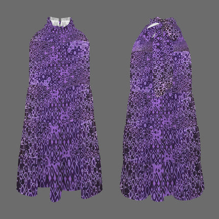 Halter Dress Purple and Black Abstract