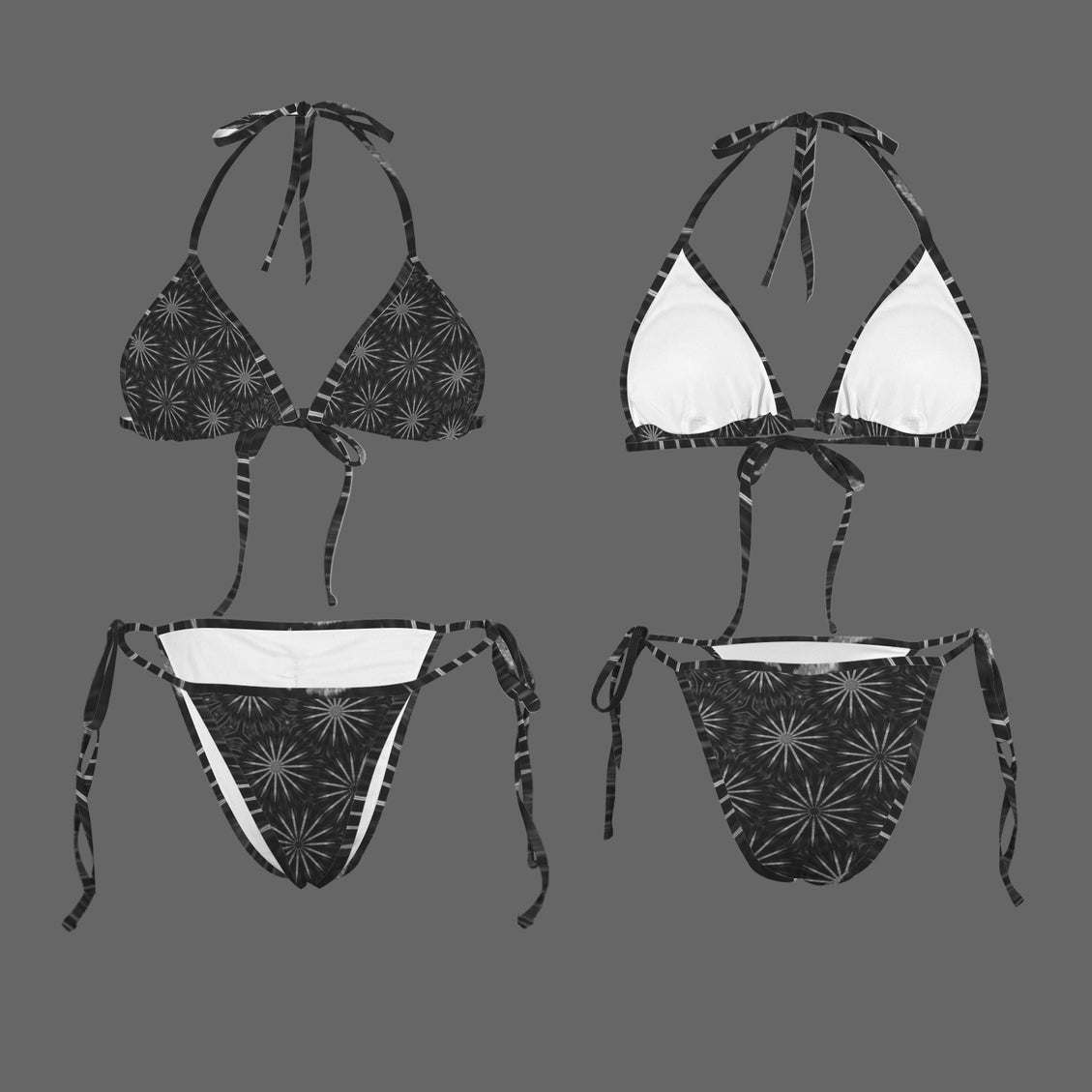 String Bikini Black and White Starburst