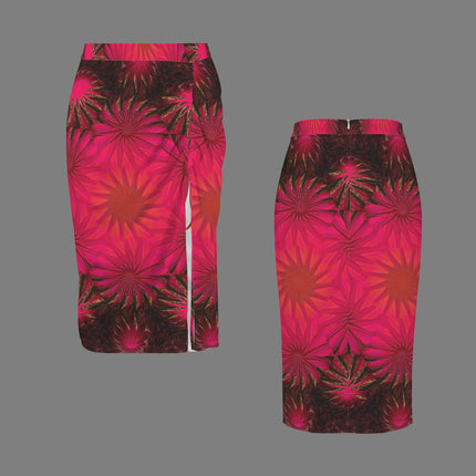 Ruched Drawstring Skirt Fuchsia and Black