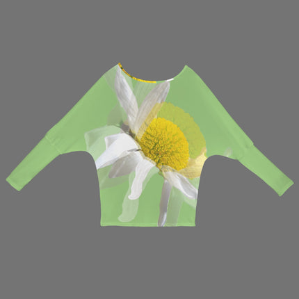 Batwing Long Sleeve Sweater Daisy Watercolor Green