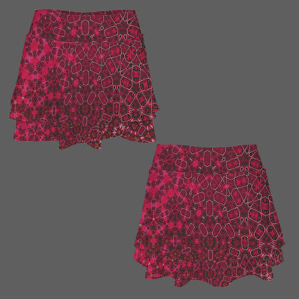 Ruffled Pocket Sports Skirt Red Leaves