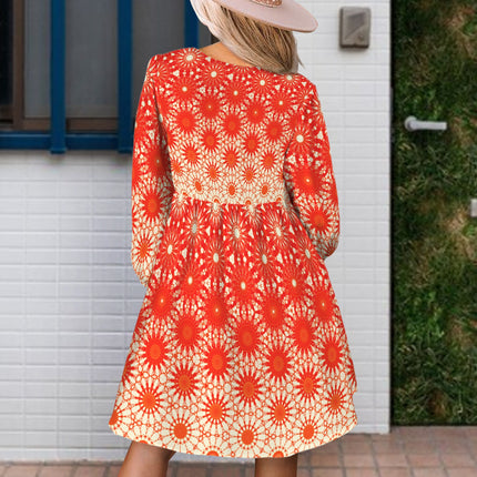 Long Sleeve Tie Front Tunic Orange Sunset