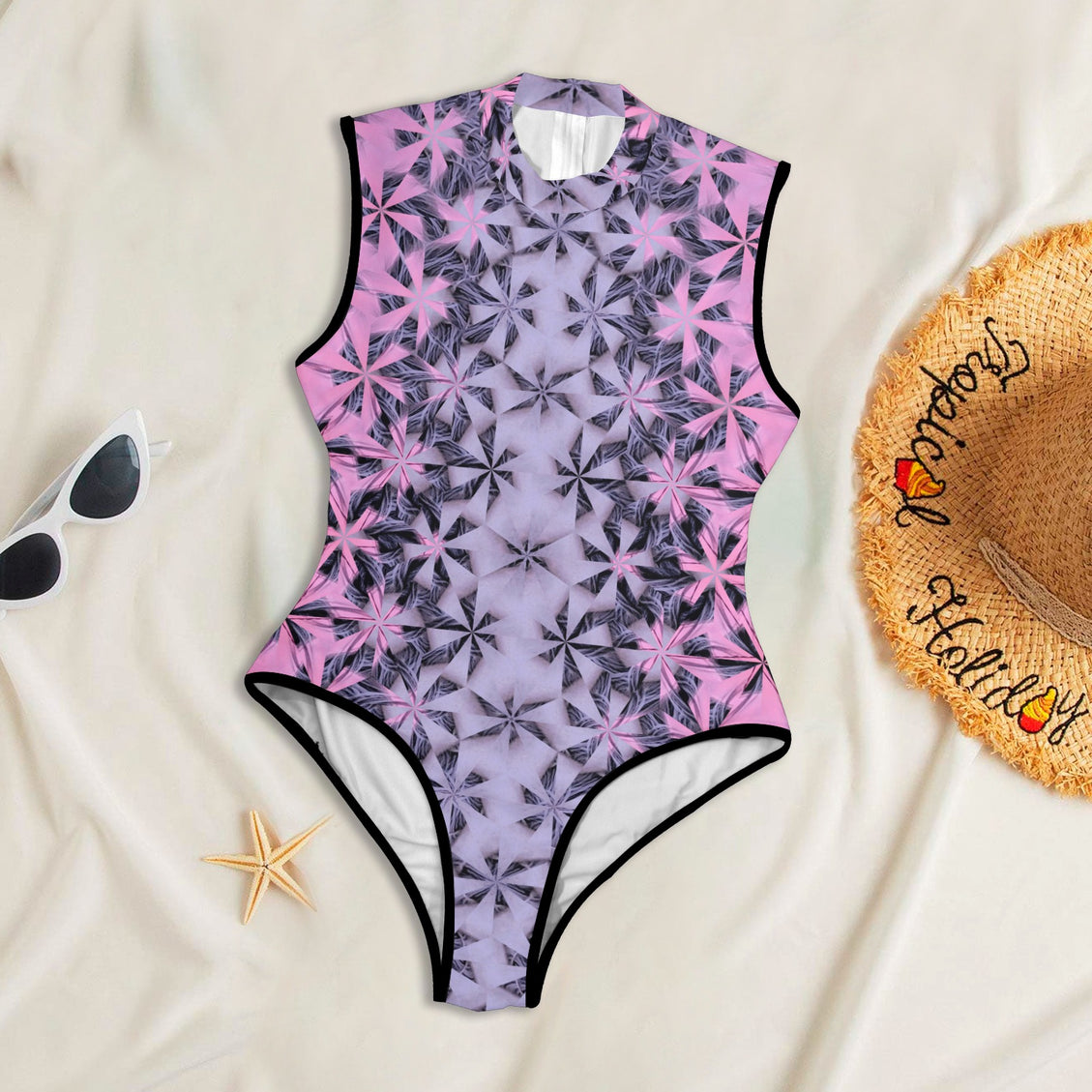 One Piece Back Zip Paddlesuit Summerville Sunset Pink Lavendar