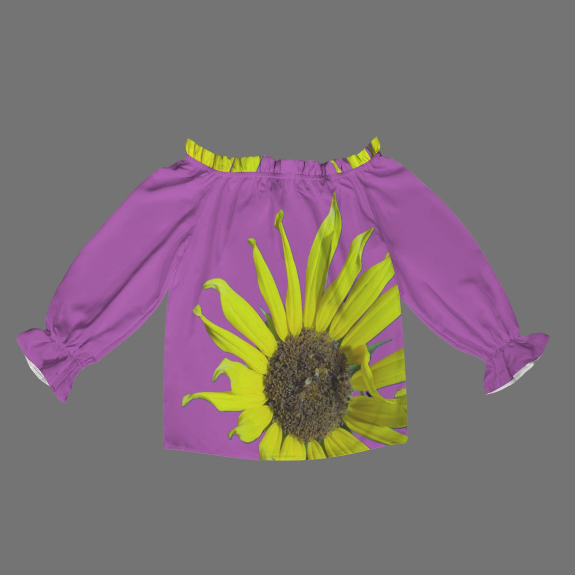 Off Shoulder Lantern Sleeve Blouse Sunflower Fuschia