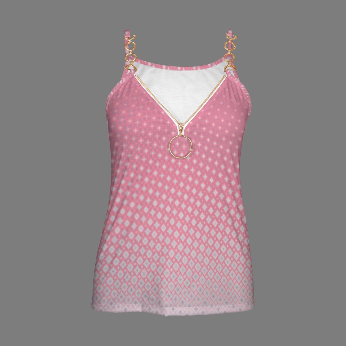 V Neck Chain Cami Pink Sunset Ombre