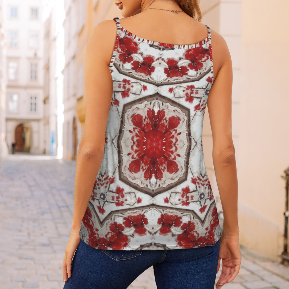 V Neck Chain Cami Frosty Buffalo Berries Geometric