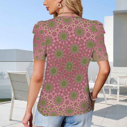 Puff Sleeve T-Shirt Pink Cactus