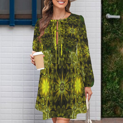 Long Sleeve Tie Front Tunic Forest