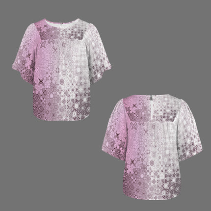 Bell Sleeve Blouse Pink Glass Ombre