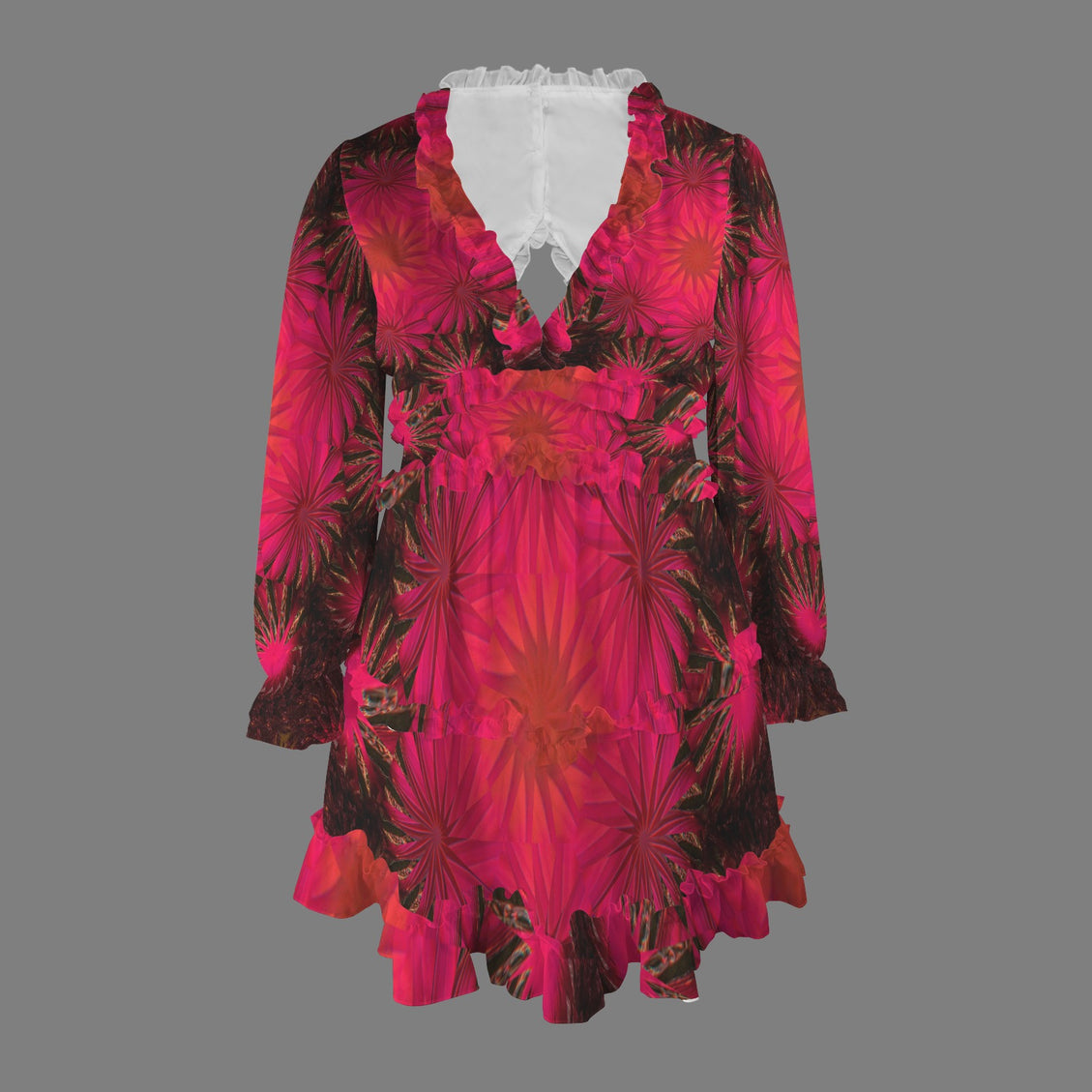 Ruffled Dress Fuchsia and Black