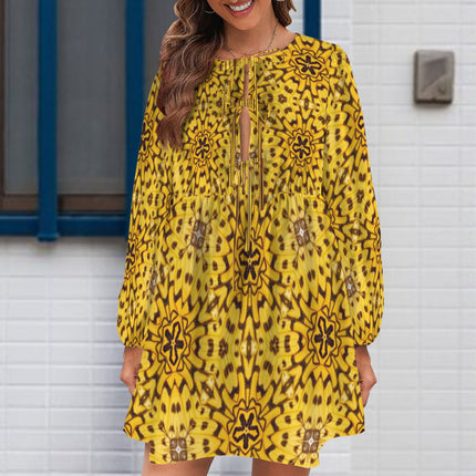 Long Sleeve Tie Front Tunic Butterfly