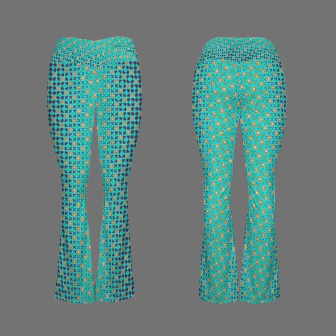 Flare Leggings Peacock Turquoise Ombre