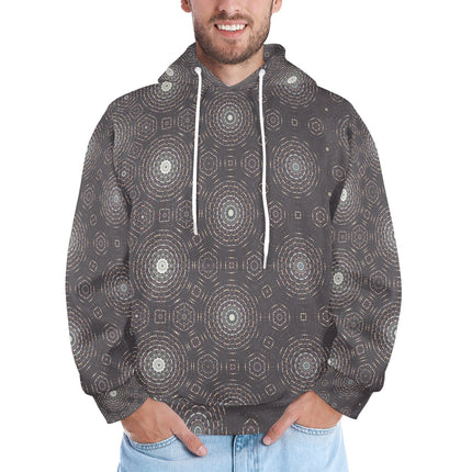 Men's Hoodie Charcoal and White Geometric