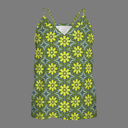 V Neck Cami Green & Yellow