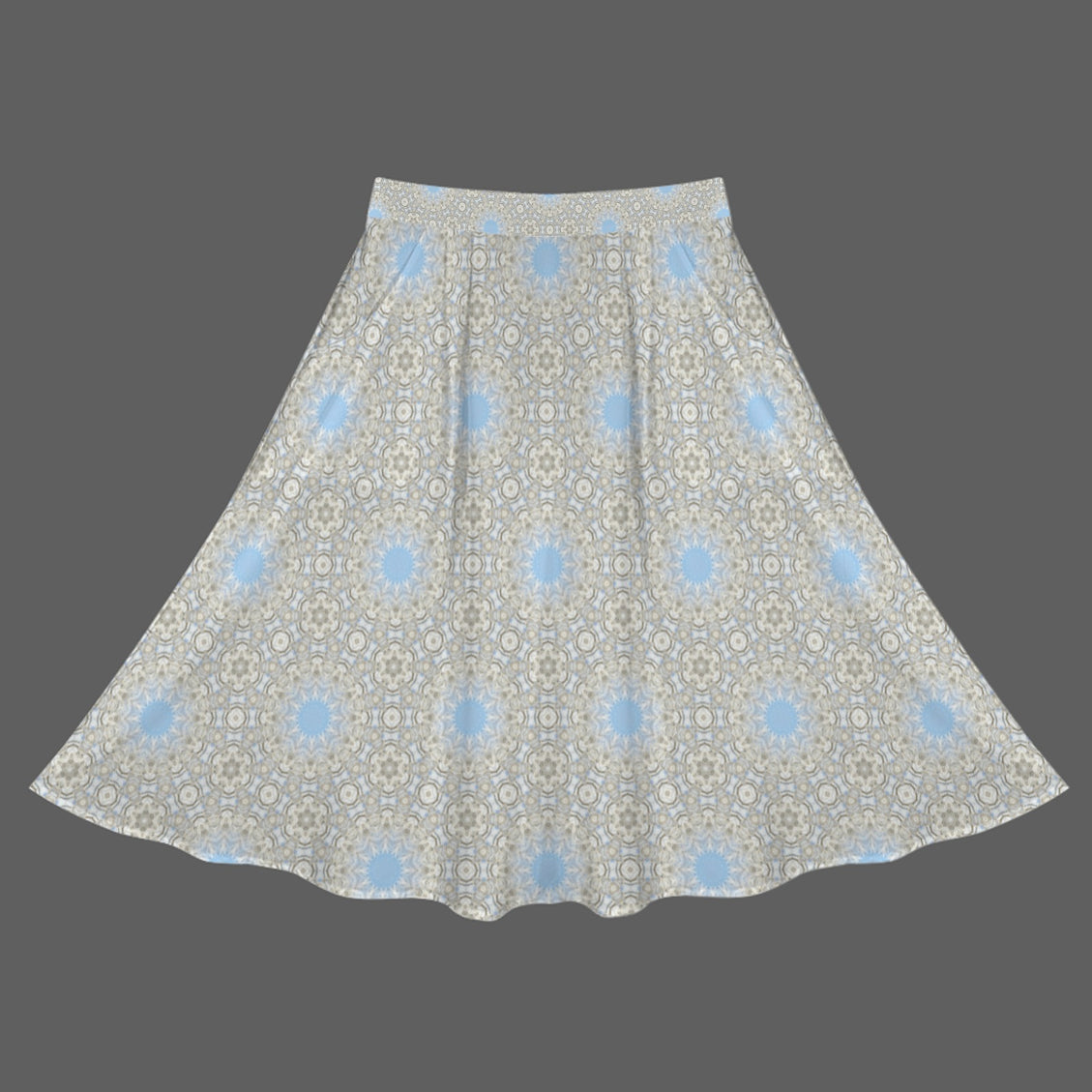 A Line Elastic Waist Skirt with Pockets Dandelion Geometric