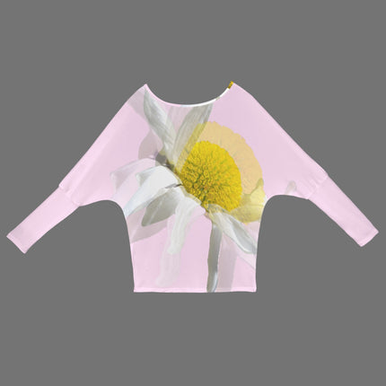 Batwing Long Sleeve Sweater Daisy Watercolor Pink