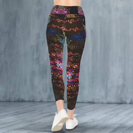 High Waist Pockets Yoga Leggings Glass Multi Black