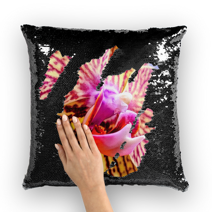 Orchids Sequin Cushion Cover