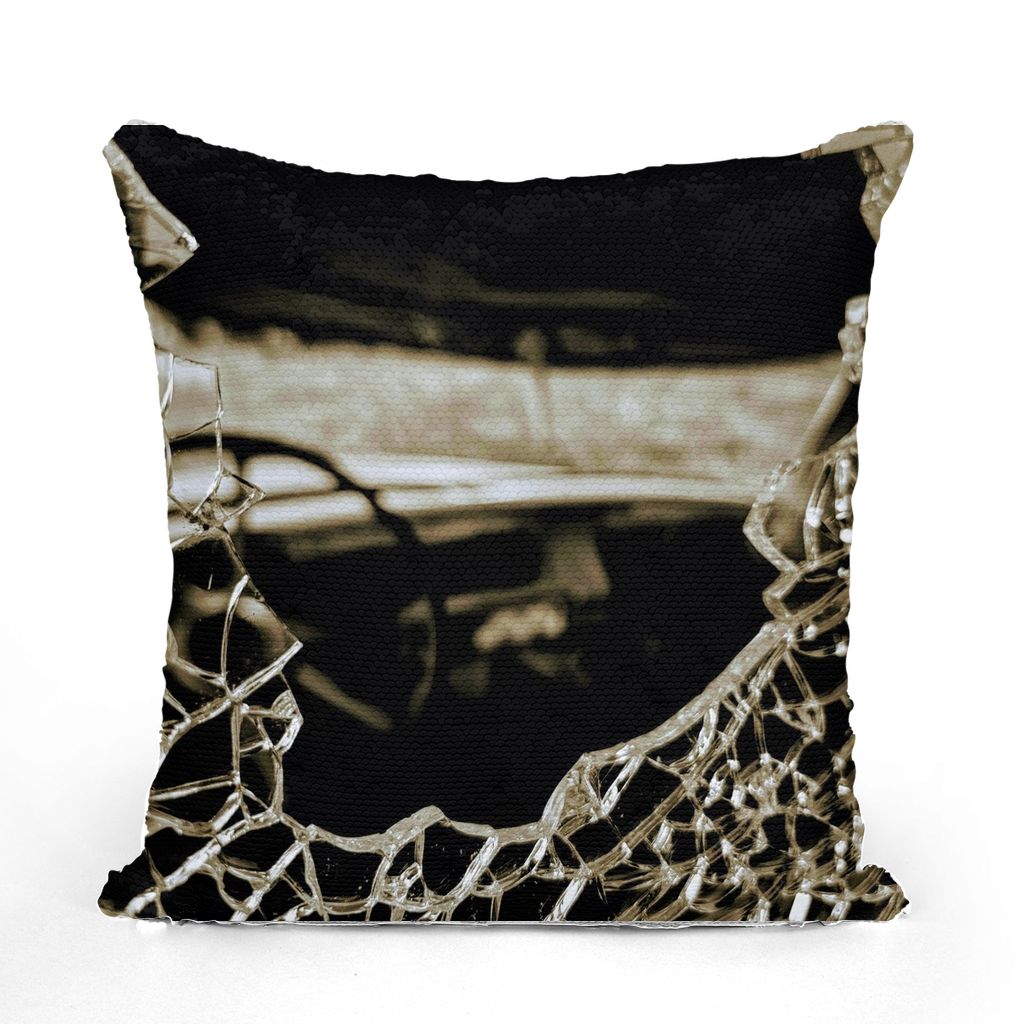 Shattered Windshield Sequin Cushion Cover