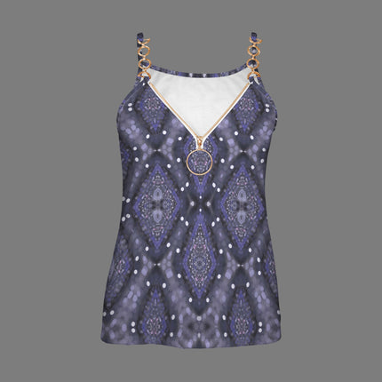 V Neck Chain Cami Purple Glass