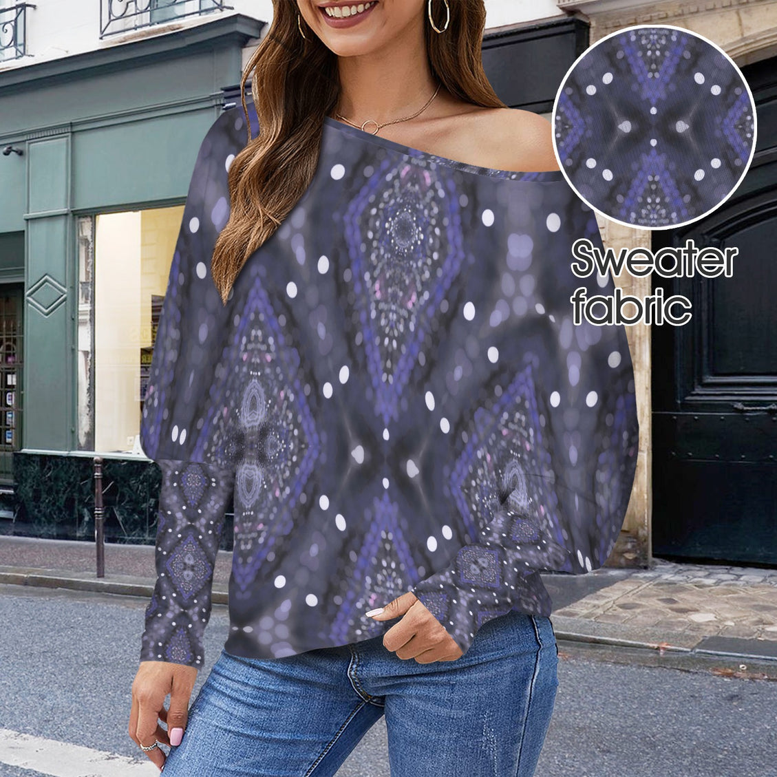 Batwing Long Sleeve Top Purple Glass