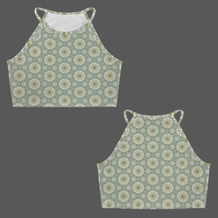 Cropped Tank Green Yellow Carnival Tile