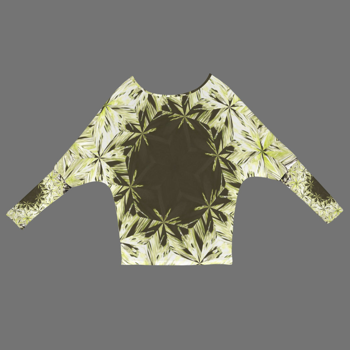 Batwing Long Sleeve Top Green Glass on Black