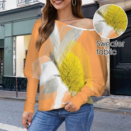 Batwing Long Sleeve Sweater Daisy Watercolor Tangerine