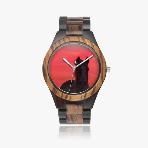 Wooden Watch Indian Ebony Horse at Sunrise