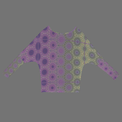 Batwing Long Sleeve Top Green Purple