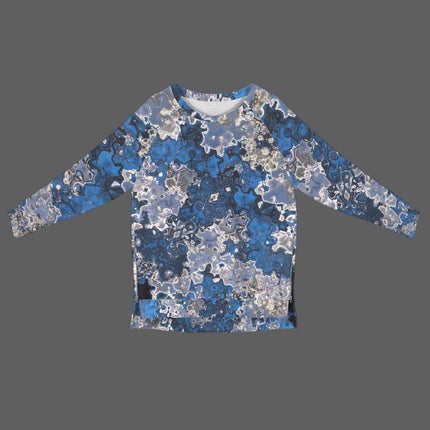 Crew Neck Long Sleeve Side Zip Sweatshirt Frosty Trees Abstract