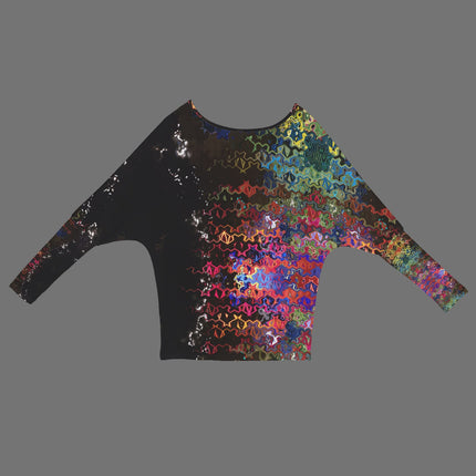 Batwing Long Sleeve Sweater Glass Multi Black