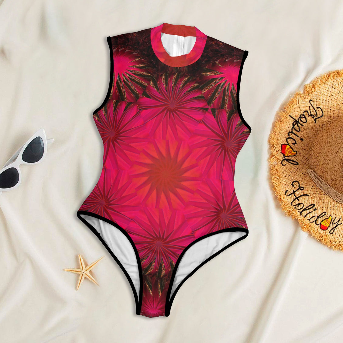 One Piece Back Zip Paddlesuit Fuchsia Medallion