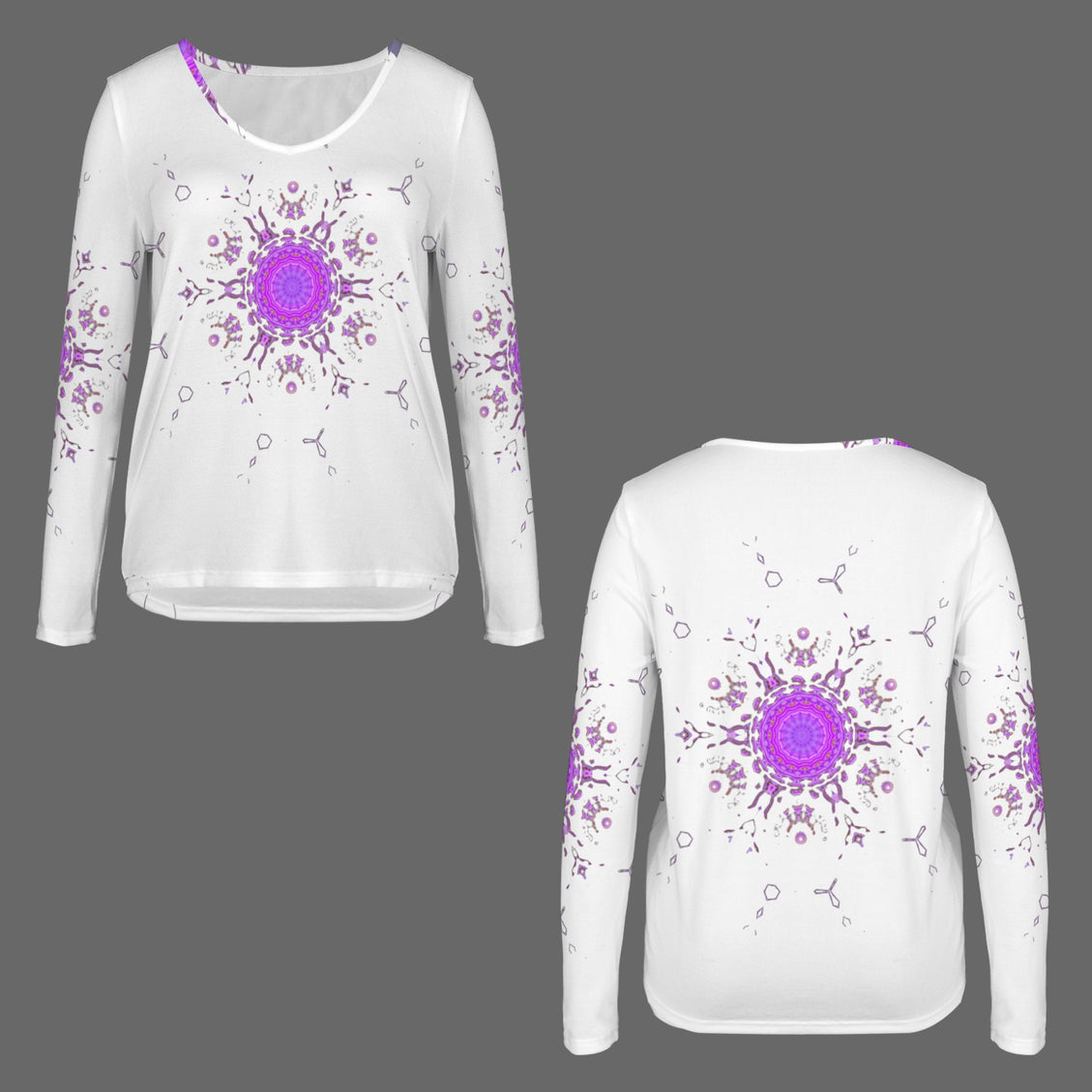 Long Sleeve V Neck Top Bergamot Medallion II