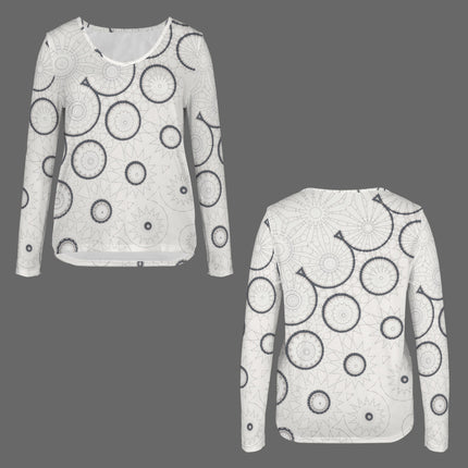 V Neck Long Sleeve Sweater Black and Ivory Graphic