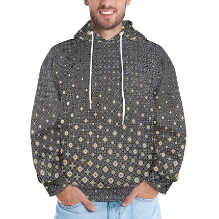 Men's Hoodie Shattered Windshield Gold and Black Ombre