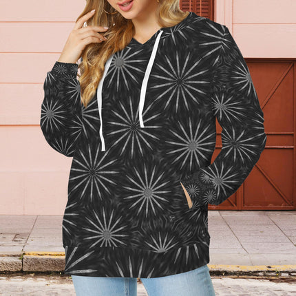 Hoodie Hollyhocks Black and White Starburst