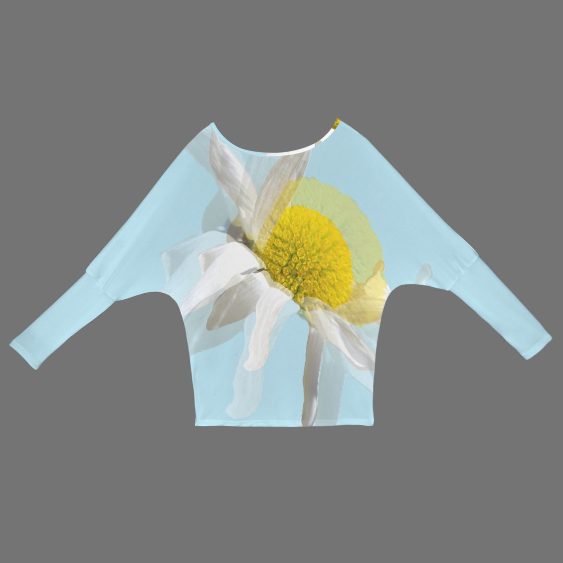 Batwing Long Sleeve Sweater Daisy Watercolor Blue