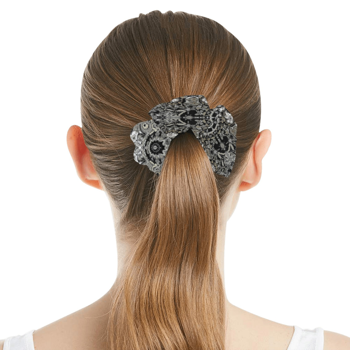 Scrunchie Shimmering Feathers Gray