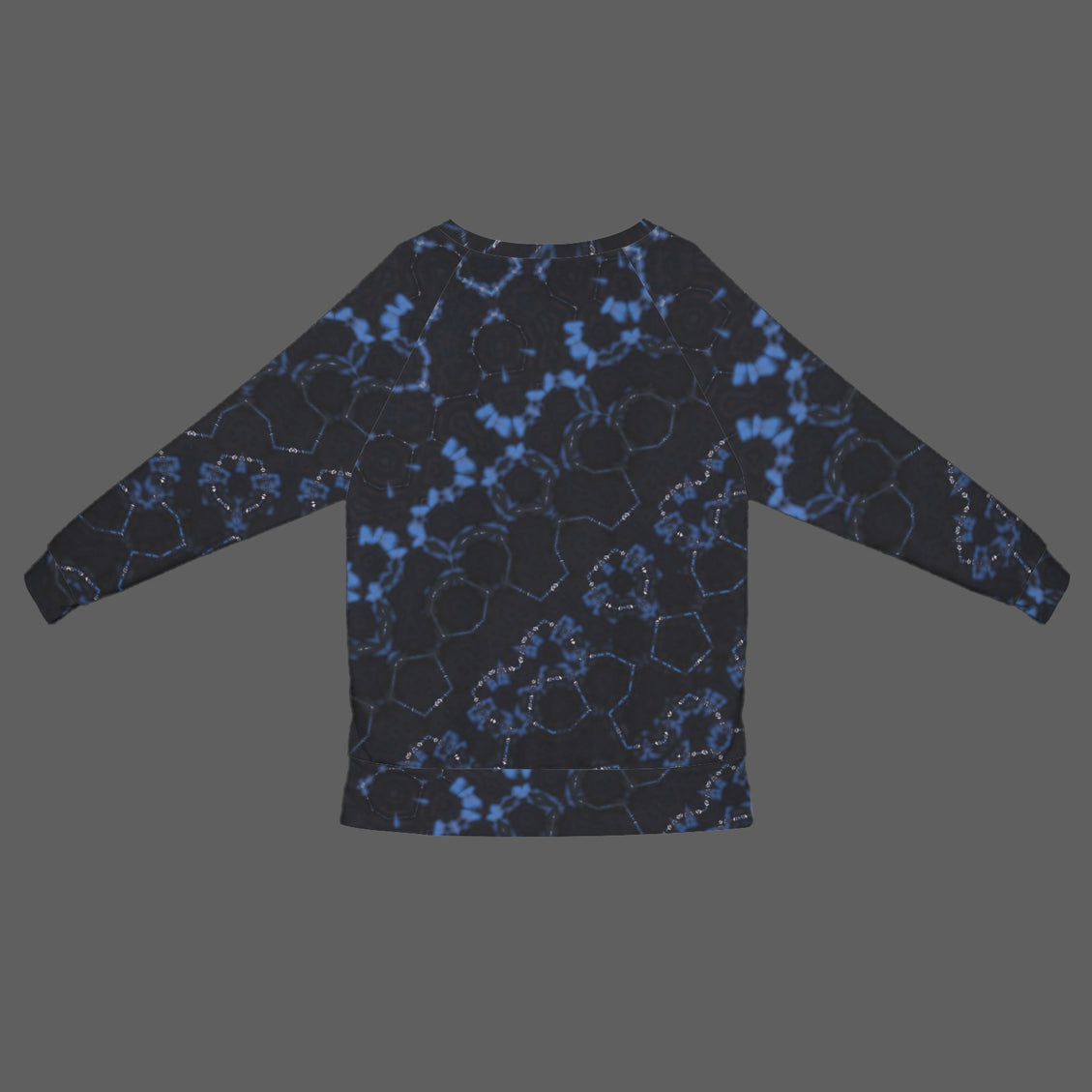 Crew Neck Long Sleeve Side Zip Sweatshirt Blue Black Graphic