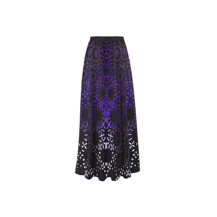 Beach Cover Up Split Skirt Purple and Black Graphic