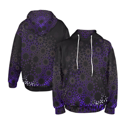 Men's Hoodie Black and Purple Abstract