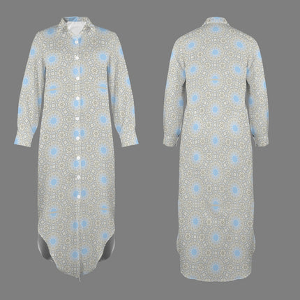 Long Sleeve Shirt Dress Dandelion Geometric