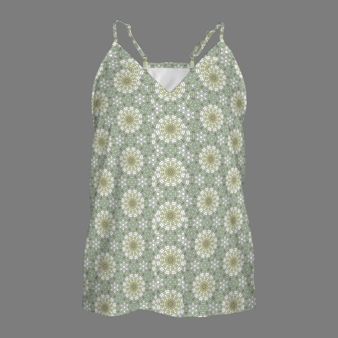 V Neck Cami Carnival Tile Green & Yellow